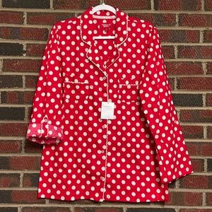 New Victoria's Secret Pajama Top Mini Sleep Dress Women’s M Red White Polka Dot